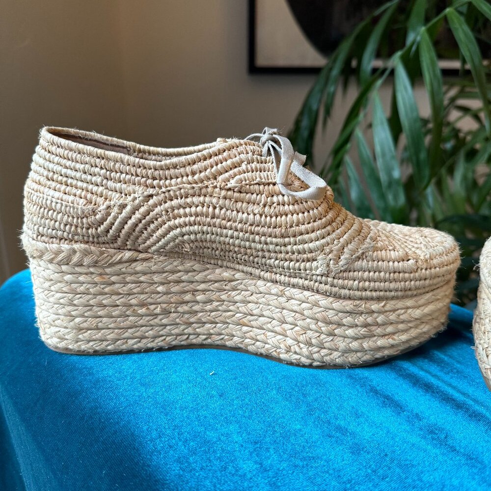 Robert Clergerie Pinto Raffia Platform Shoes
